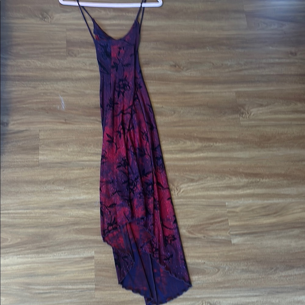 Elegant Floral Maxi Dress - Red and Black